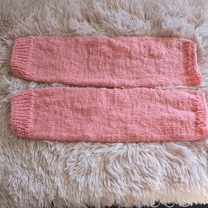Handknit handmade pattern leg warmers ONE SIZE pink dance cheer yoga
